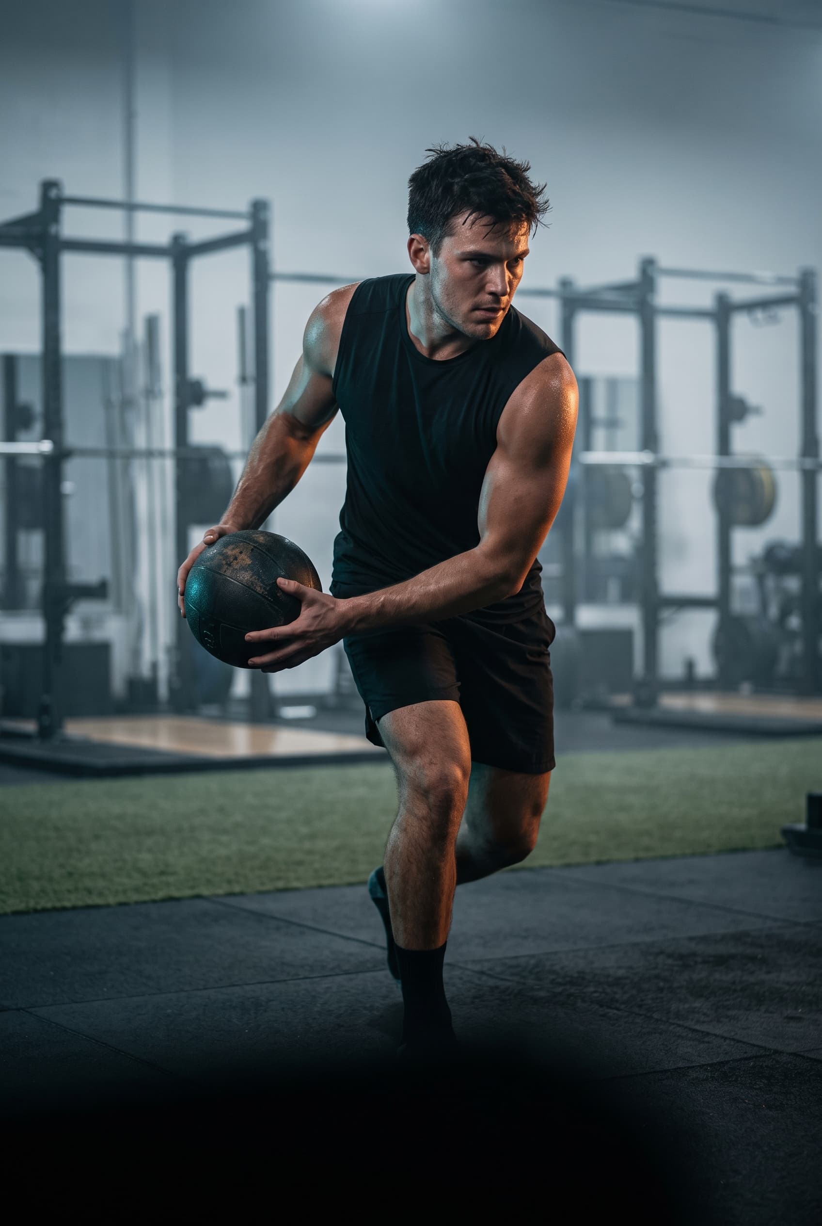 Athlete strength training in the gym